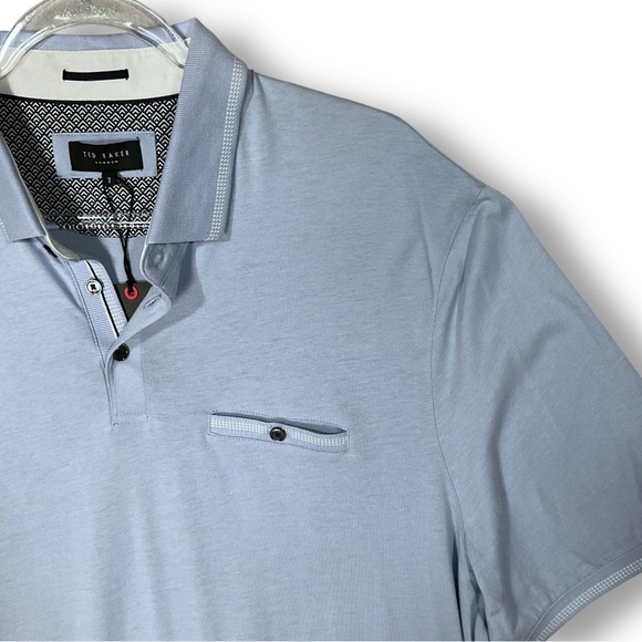 Ted Baker London Mens Polo Shirt Sz 3XL Tortila Sky Blue NWT Golf Preppy Lightwe - Picture 5 of 13